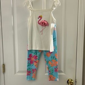Gymboree White and Blue Flamingo Set